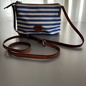 Dooney and Bourke Blue and White stripe cross body purse